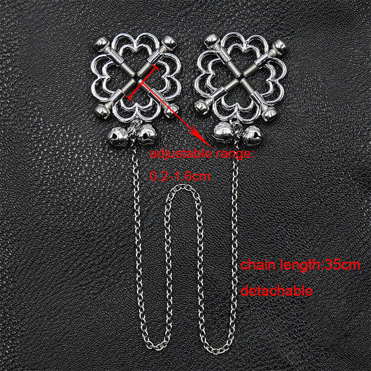 Adjustable Metal Cross Nipple Clamp w/ Detachable Chain