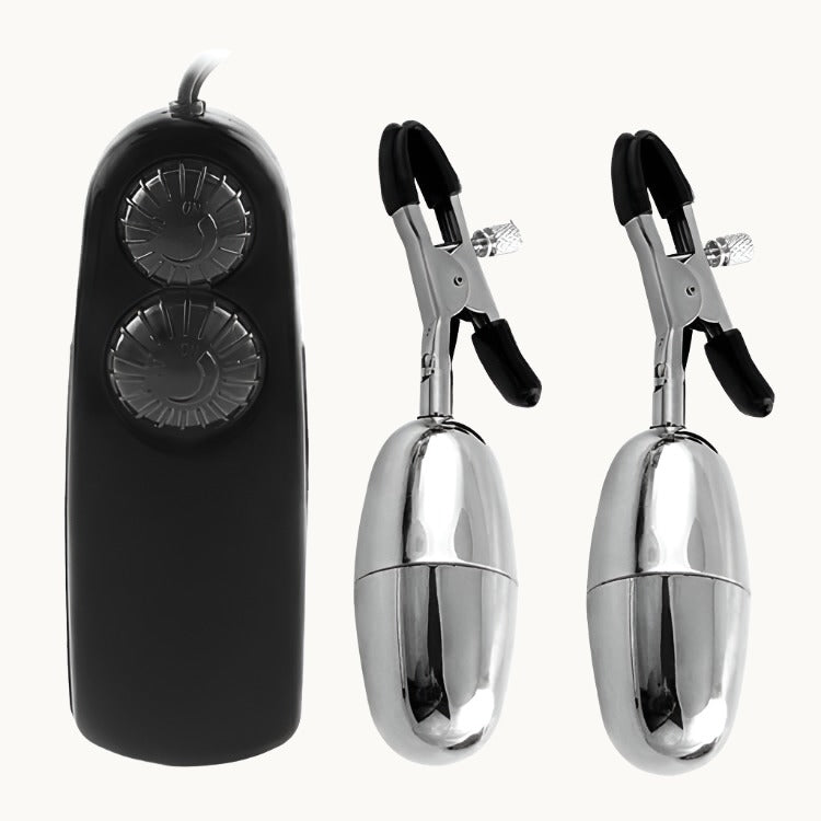 Adjustable Pinch Nipple Clamps w/ Vibrating Eggs