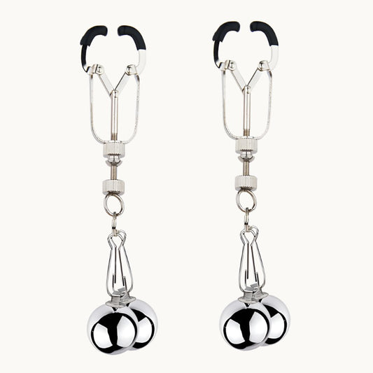 Calliper Nipple Clamp w/ 2 Hanging Ball Weights