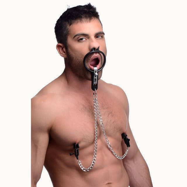 Extreme Punishment Nipple Clamps w/ Mouth Hook