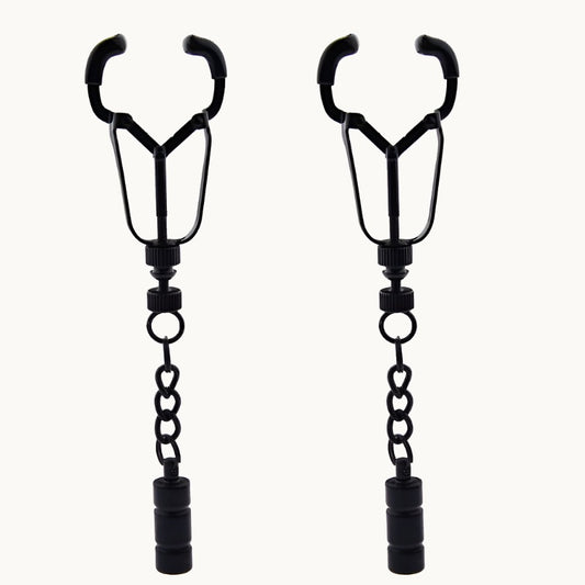 Black Calliper Nipple Clamp w/ Hanging Bar Weight