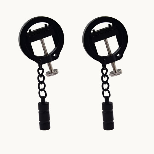 Black Nipple Vice Clamp w/ Hanging Bar Weight