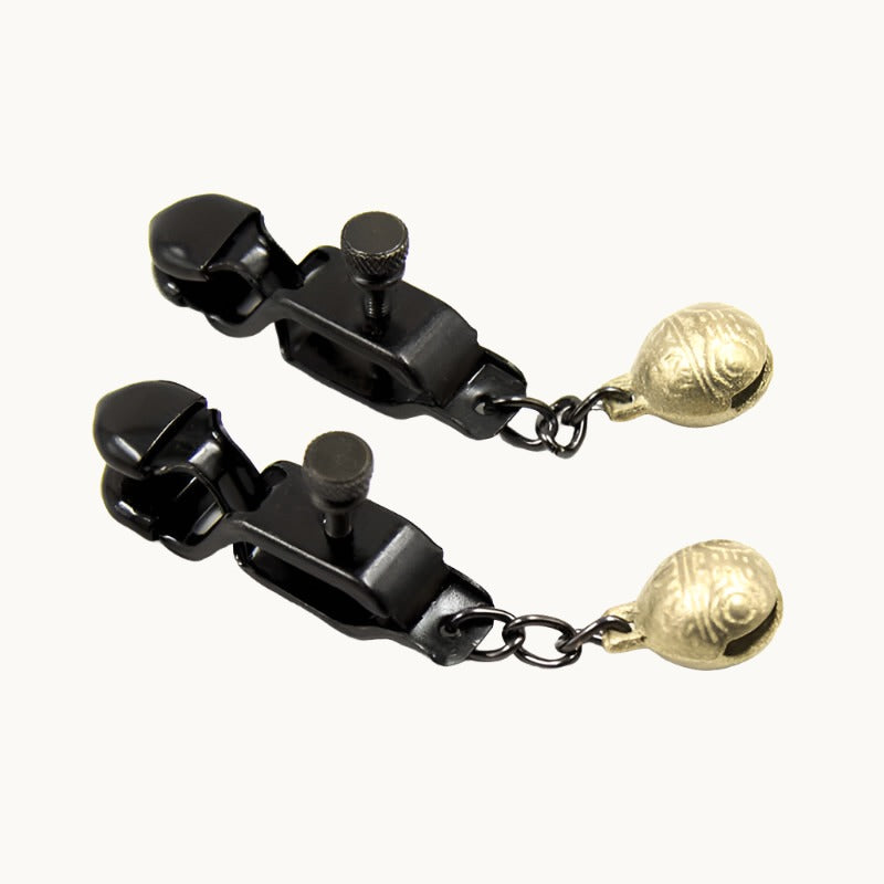 Adjustable Pinch Nipple Clip w/ Bell in Black