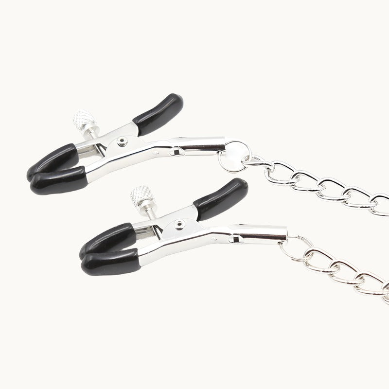 Adjustable Pinch Nipple Clamps w/ Leather Collar and Lock