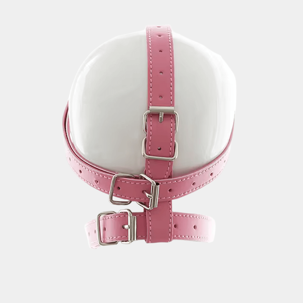 Pink Gimp Ball Gag Harness at Tickle & Twist