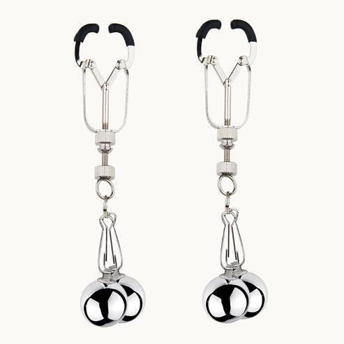 Calliper Nipple Clamp w/ 2 Hanging Ball Weights – nippleclamps.co.uk