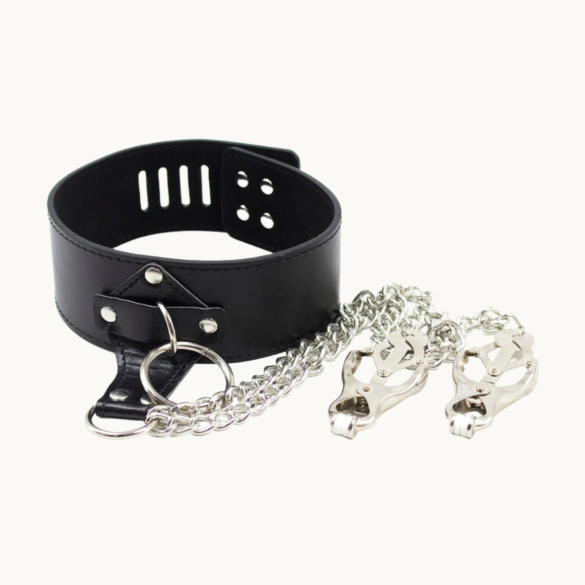 Clover Nipple Clamps w/ Leather Collar